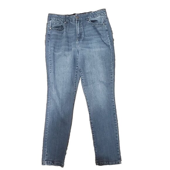 d. Jeans Blue AB Technology Tapered Leg Stretch High Rise Denim Women's 14W - Picture 1 of 10